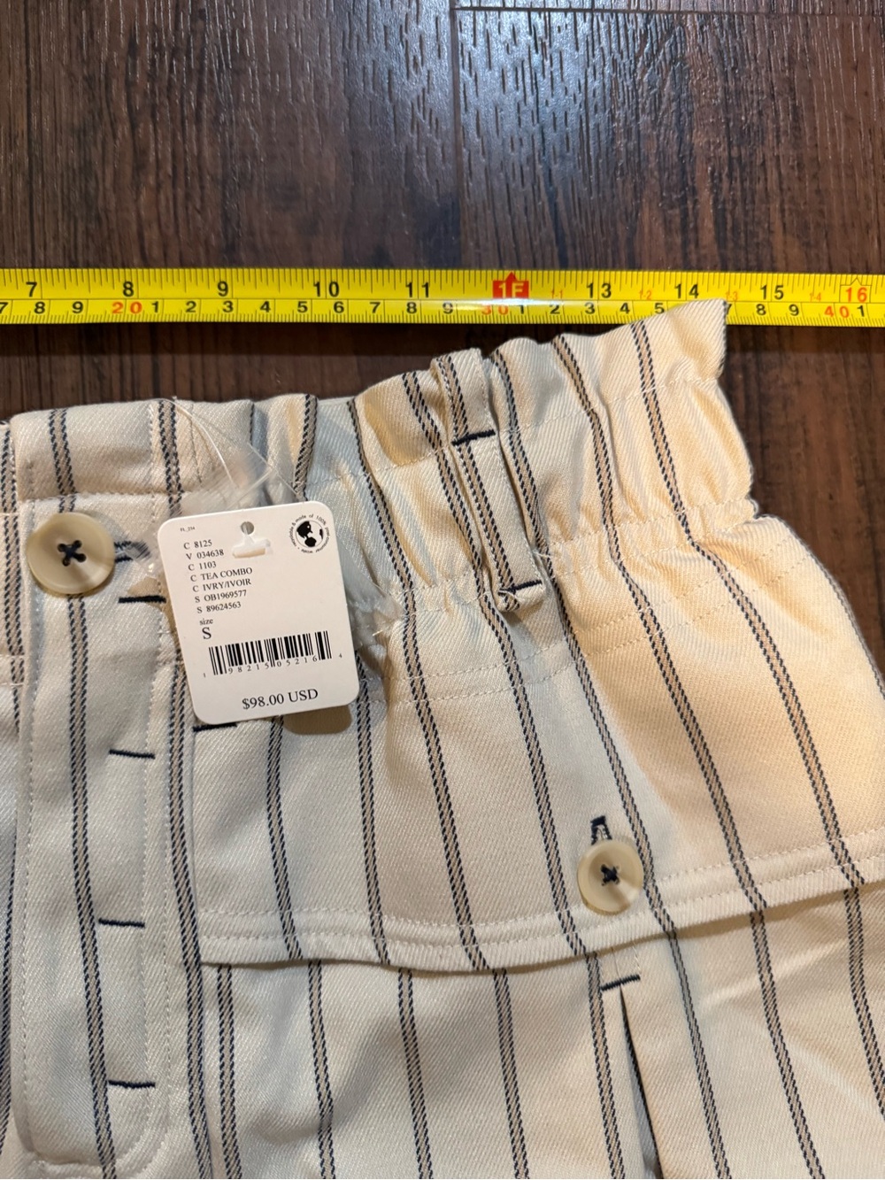 NWT Free People Effie Striped Shorts Cream & Brown Size S - Picture 6 of 10